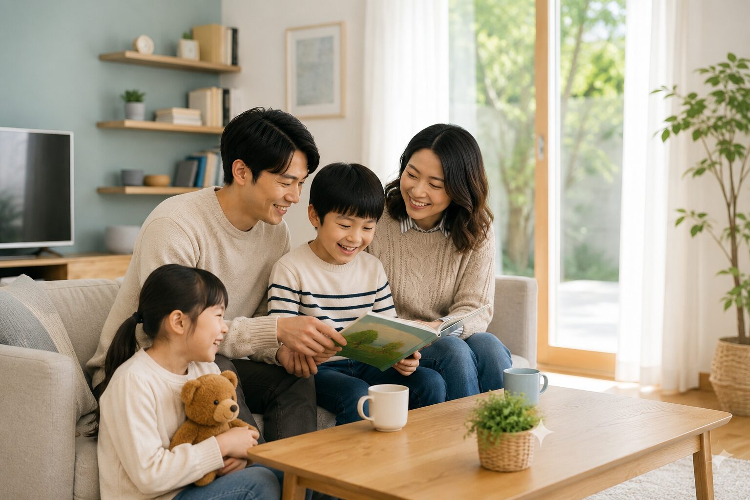 敬老の日のギフト選びをイメージした家族団らんの様子