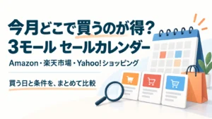 今月どこで買うのが得?Amazon・楽天市場・Yahoo!ショッピングの3モール セールカレンダー