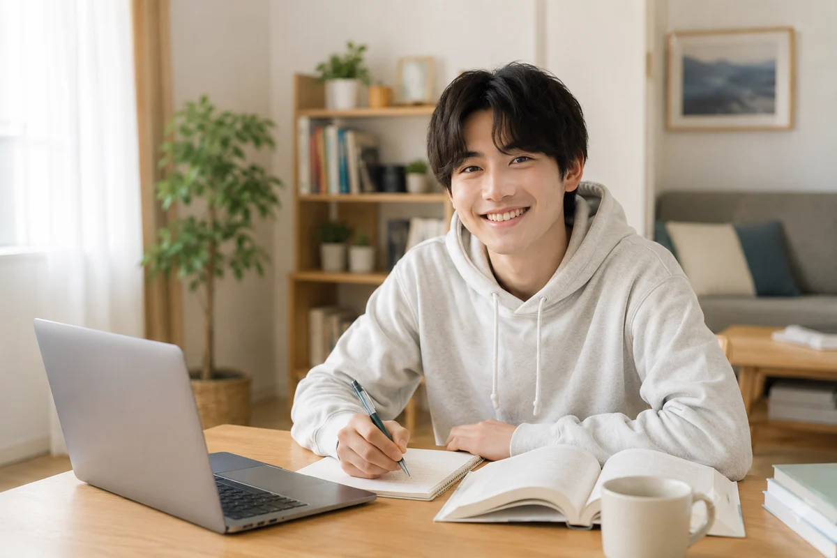 買い物の条件を確認しながらメモを取るイメージ