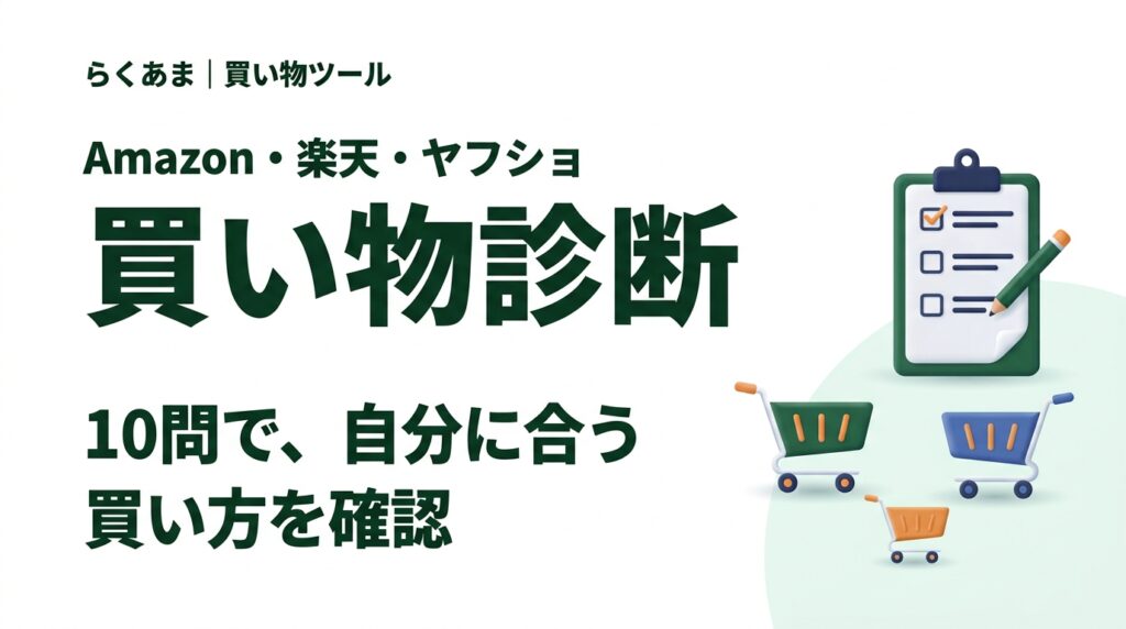 Amazon・楽天・ヤフショの買い物診断。10問で自分に合う買い方を確認