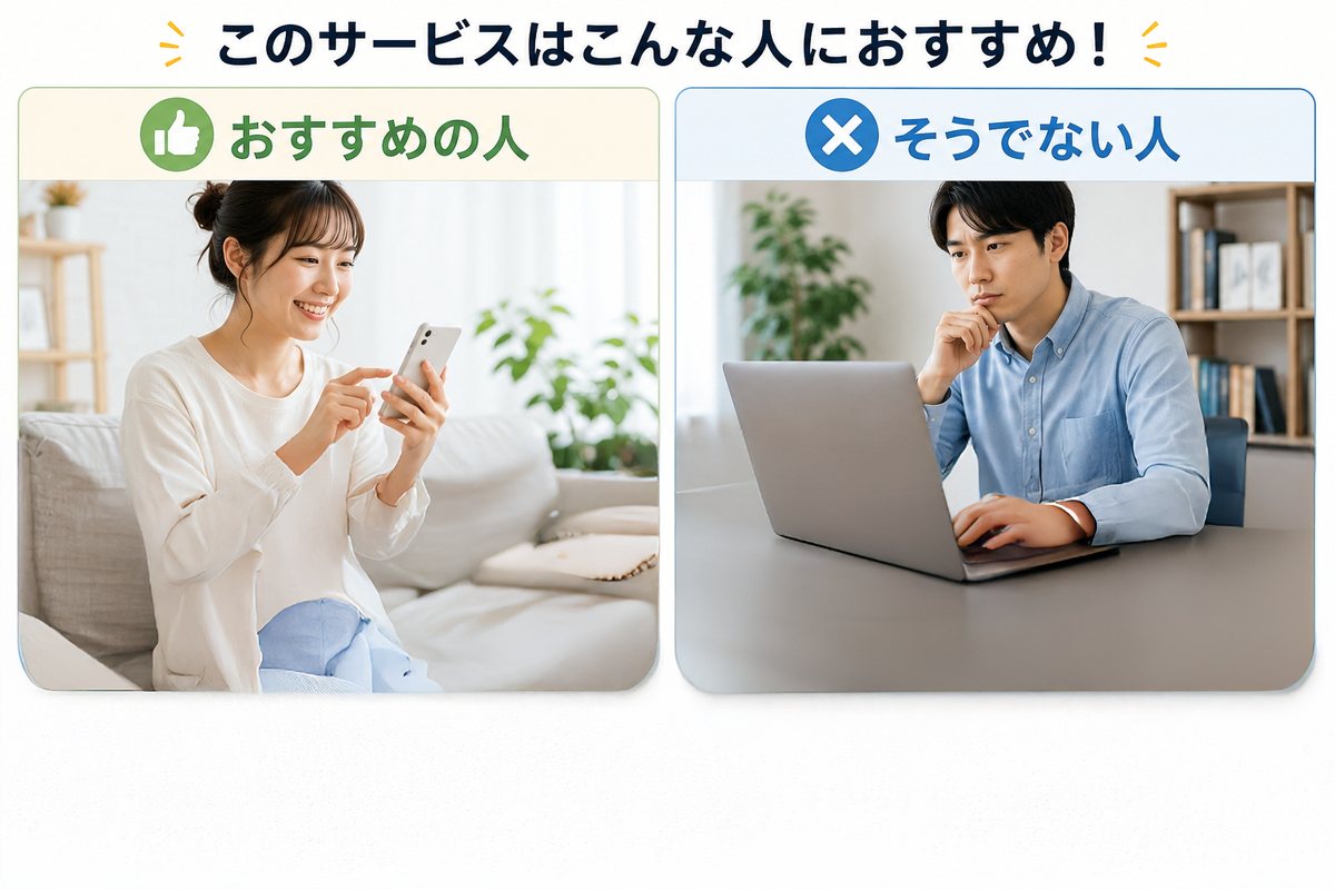 価格比較サービスが向いている人と向いていない人のイメージ